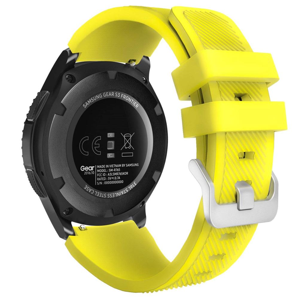 Correa De Silicona Para Smartwatch - Samsung Xiaomi Huawei Garmin Polar -  Ancho 22mm - Bicolor Negro Con Amarillo